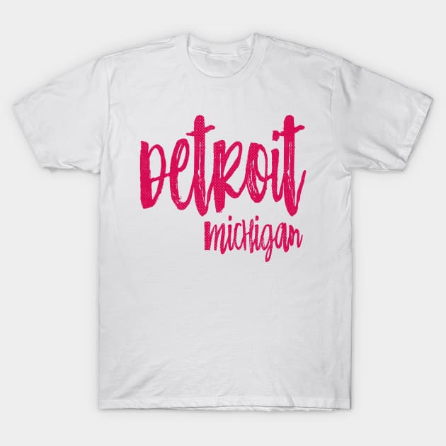 Detroit Michigan - MI State Paint Brush Retro Red/Pink College Typography T-Shirt by thepatriotshop